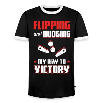 Flipping And Nudging My Way To Victory - Pinball - T-shirt contrasté Homme - noir/blanc - Devant - AI Model Female 172 light (172cm) & AI Model Male 178 light (178cm)
