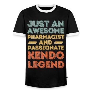 Pharmacist Kendo legend retro - Men's Ringer Shirt - black/white - Front - AI Model Female 172 light (172cm) & AI Model Male 178 light (178cm)