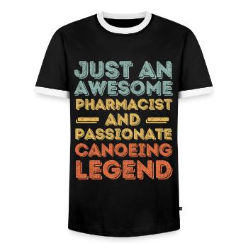 Pharmacist Canoeing legend retro - Men's Ringer Shirt - black/white - Front - AI Model Female 172 light (172cm) & AI Model Male 178 light (178cm)