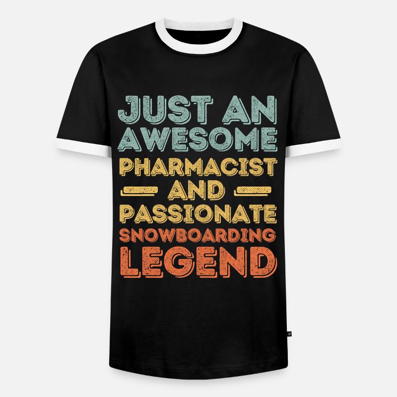 Pharmacist Snowboard legend retro - Men's Ringer Shirt - black/white
