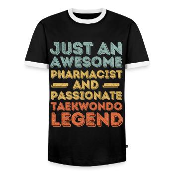 Apotheker Taekwondo Legende Retro - Männer Kontrast-T-Shirt - Schwarz/Weiß - Vorne - AI Model Female 172 light (172cm) & AI Model Male 178 light (178cm)