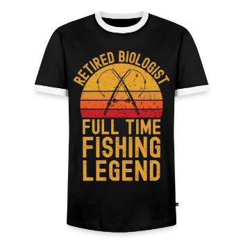Légende de la pêche biologiste à la retraite - T-shirt contrasté Homme - noir/blanc - Devant - AI Model Female 172 light (172cm) & AI Model Male 178 light (178cm)