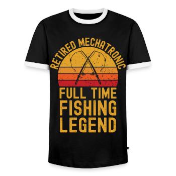 Légende de la pêche mécatronique à la retraite - T-shirt contrasté Homme - noir/blanc - Devant - AI Model Female 172 light (172cm) & AI Model Male 178 light (178cm)