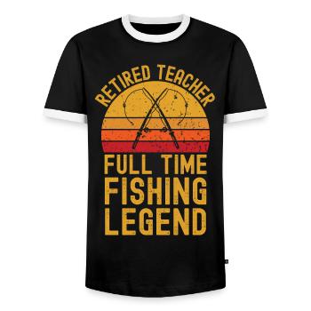 Légende de la pêche enseignante à la retraite - T-shirt contrasté Homme - noir/blanc - Devant - AI Model Female 172 light (172cm) & AI Model Male 178 light (178cm)