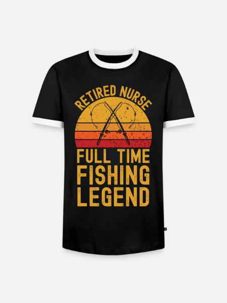 Retired nurse fishing legend - Men's Ringer Shirt - black/white