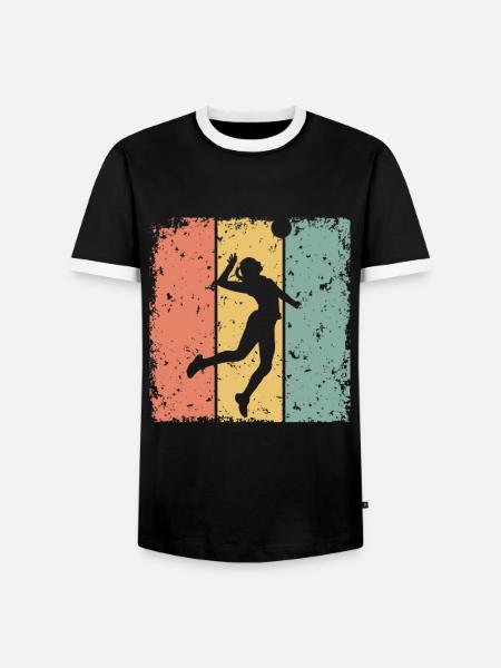 Women Volleyball retro - Men's Ringer Shirt - black/white