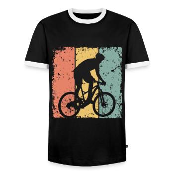 Biking retro - Men's Ringer Shirt - black/white - Front - AI Model Female 172 light (172cm) & AI Model Male 178 light (178cm)