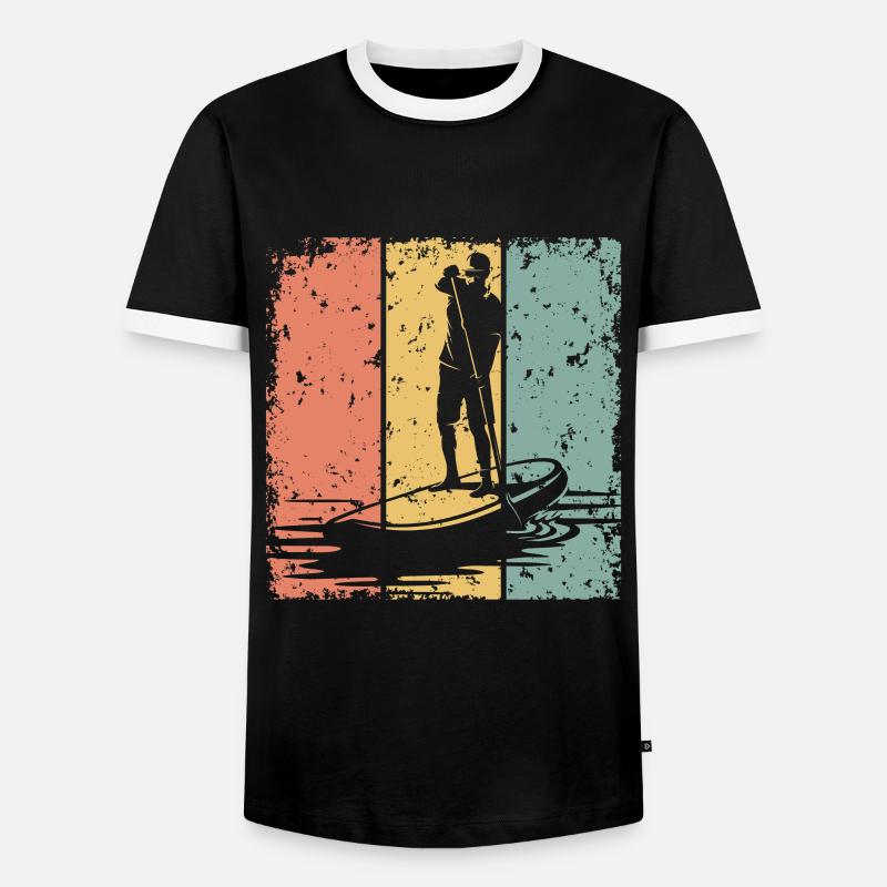 Paddleboard Retro - Männer Kontrast-T-Shirt - Schwarz/Weiß
