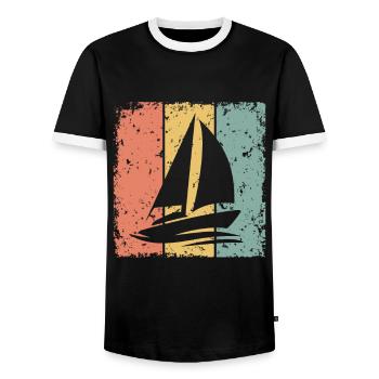 Sailing retro - Men's Ringer Shirt - black/white - Front - AI Model Female 172 light (172cm) & AI Model Male 178 light (178cm)