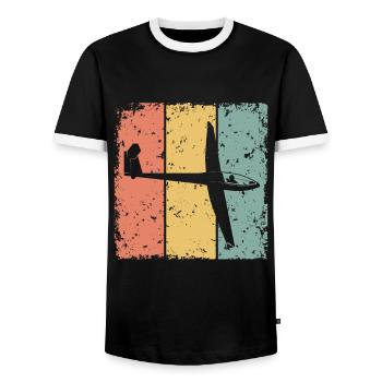 Gleiten im Retro - Männer Kontrast-T-Shirt - Schwarz/Weiß - Vorne - AI Model Female 172 light (172cm) & AI Model Male 178 light (178cm)