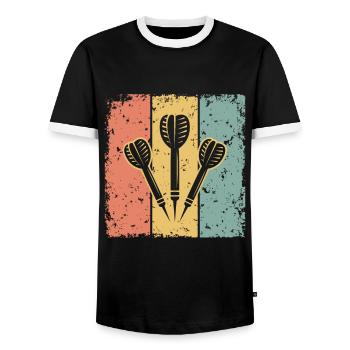 Darts retro - Men's Ringer Shirt - black/white - Front - AI Model Female 172 light (172cm) & AI Model Male 178 light (178cm)