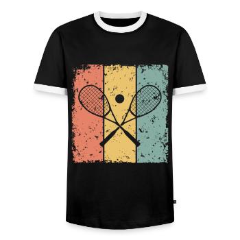 Squash Retro - Männer Kontrast-T-Shirt - Schwarz/Weiß - Vorne - AI Model Female 172 light (172cm) & AI Model Male 178 light (178cm)