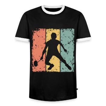 Badminton rétro - T-shirt contrasté Homme - noir/blanc - Devant - AI Model Female 172 light (172cm) & AI Model Male 178 light (178cm)