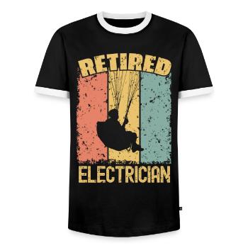Paragliding retired electrician - Men's Ringer Shirt - black/white - Front - AI Model Female 172 light (172cm) & AI Model Male 178 light (178cm)