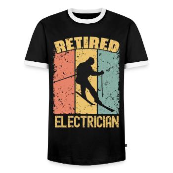 Skiing retired electrician - Men's Ringer Shirt - black/white - Front - AI Model Female 172 light (172cm) & AI Model Male 178 light (178cm)