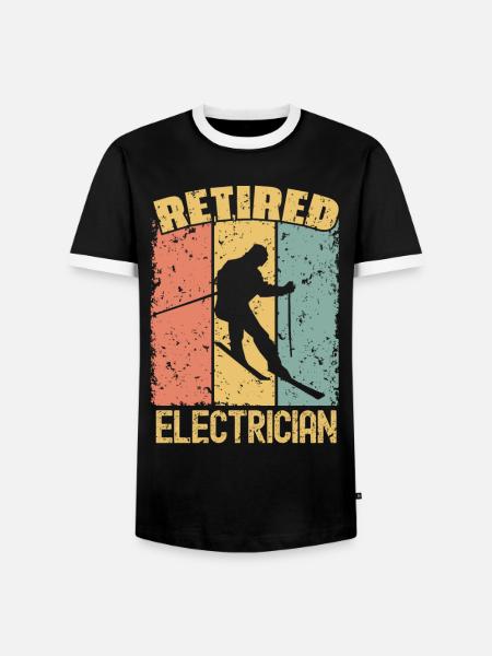 Skiing retired electrician - Men's Ringer Shirt - black/white