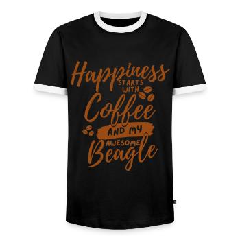 Coffee Beagle lover - Men's Ringer Shirt - black/white - Front - AI Model Female 172 light (172cm) & AI Model Male 178 light (178cm)