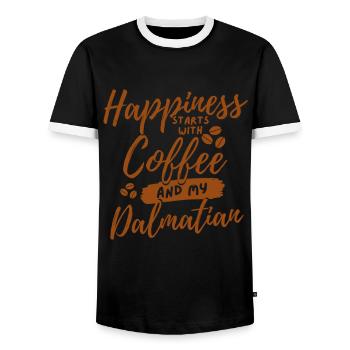 Coffee Dalmatian lover - Men's Ringer Shirt - black/white - Front - AI Model Female 172 light (172cm) & AI Model Male 178 light (178cm)