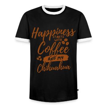 Coffee Chihuahua lover - Men's Ringer Shirt - black/white - Front - AI Model Female 172 light (172cm) & AI Model Male 178 light (178cm)