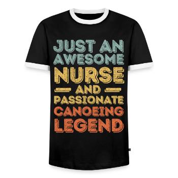 Nurse Canoeing legend retro - Men's Ringer Shirt - black/white - Front - AI Model Female 172 light (172cm) & AI Model Male 178 light (178cm)