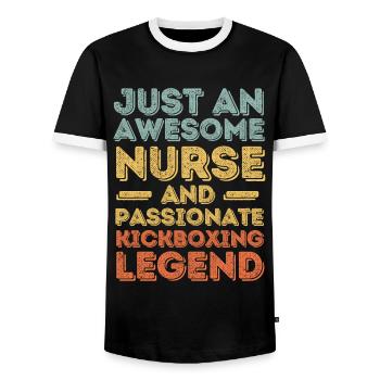 Krankenschwester Kickbox-Legende retro - Männer Kontrast-T-Shirt - Schwarz/Weiß - Vorne - AI Model Female 172 light (172cm) & AI Model Male 178 light (178cm)