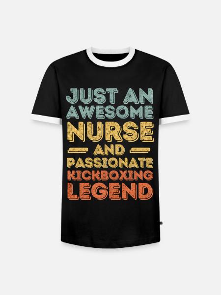 Nurse Kickboxing legend retro - Men's Ringer Shirt - black/white