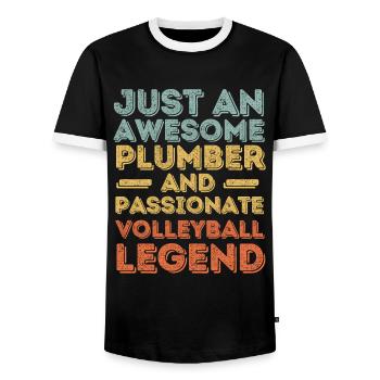 Plombier Volleyball légende rétro - T-shirt contrasté Homme - noir/blanc - Devant - AI Model Female 172 light (172cm) & AI Model Male 178 light (178cm)