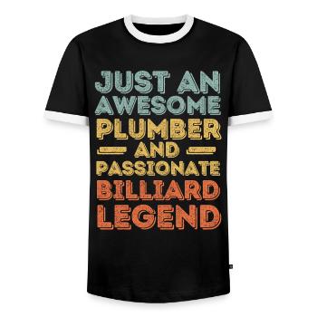 Plombier Billard légende rétro - T-shirt contrasté Homme - noir/blanc - Devant - AI Model Female 172 light (172cm) & AI Model Male 178 light (178cm)