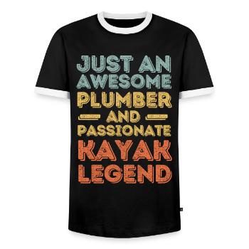 Plombier Kayak légende rétro - T-shirt contrasté Homme - noir/blanc - Devant - AI Model Female 172 light (172cm) & AI Model Male 178 light (178cm)