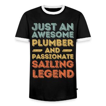 Plombier Légende de la voile rétro - T-shirt contrasté Homme - noir/blanc - Devant - AI Model Female 172 light (172cm) & AI Model Male 178 light (178cm)