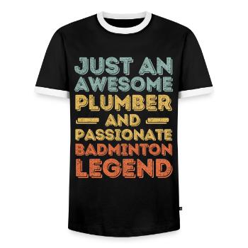 Plombier Badminton légende rétro - T-shirt contrasté Homme - noir/blanc - Devant - AI Model Female 172 light (172cm) & AI Model Male 178 light (178cm)