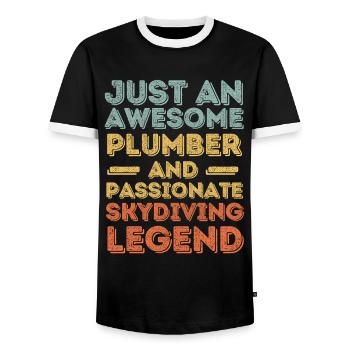 Plombier Parachutisme légende rétro - T-shirt contrasté Homme - noir/blanc - Devant - AI Model Female 172 light (172cm) & AI Model Male 178 light (178cm)