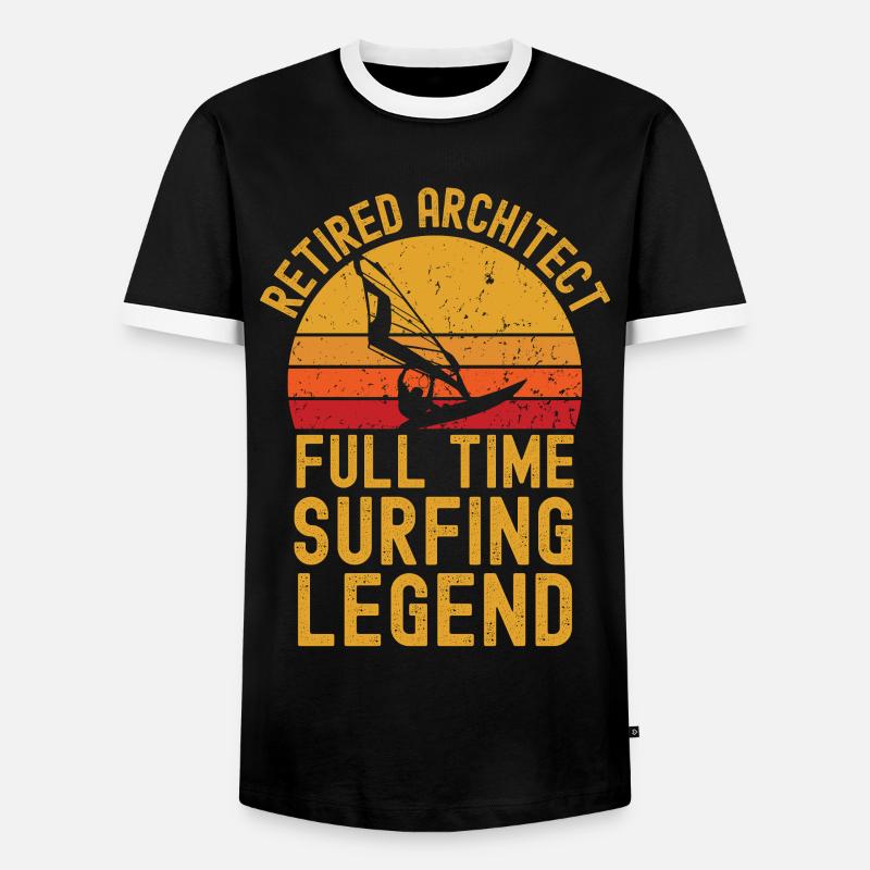 Retired architect windsurfing legend - Men's Ringer Shirt - black/white
