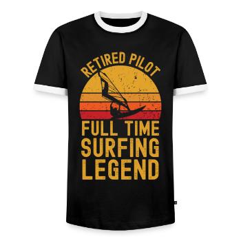 Windsurf-Legende im Ruhestand - Männer Kontrast-T-Shirt - Schwarz/Weiß - Vorne - AI Model Female 172 light (172cm) & AI Model Male 178 light (178cm)
