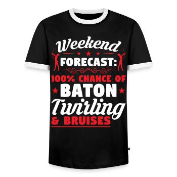 Baton Twirling And Bruises - Baton Twirler - Men's Ringer Shirt - black/white - Front - AI Model Female 172 light (172cm) & AI Model Male 178 light (178cm)