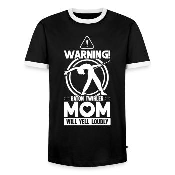 Baton Twirler Mom - Baton Twirling - Men's Ringer Shirt - black/white - Front - AI Model Female 172 light (172cm) & AI Model Male 178 light (178cm)