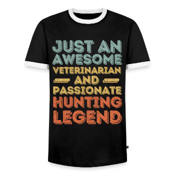 Tierarzt Jagdlegende retro - Männer Kontrast-T-Shirt - Schwarz/Weiß - Vorne - AI Model Female 172 light (172cm) & AI Model Male 178 light (178cm)