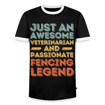 Tierarzt Fechtlegende retro - Männer Kontrast-T-Shirt - Schwarz/Weiß - Vorne - AI Model Female 172 light (172cm) & AI Model Male 178 light (178cm)