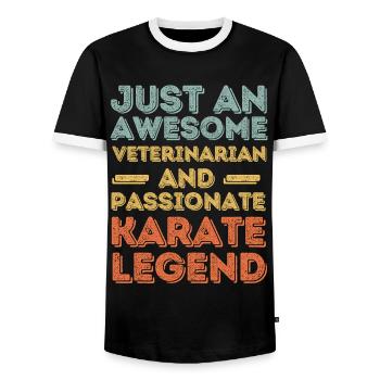 Vétérinaire Karaté légende rétro - T-shirt contrasté Homme - noir/blanc - Devant - AI Model Female 172 light (172cm) & AI Model Male 178 light (178cm)