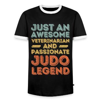 Veterinarian Judo legend retro - Men's Ringer Shirt - black/white - Front - AI Model Female 172 light (172cm) & AI Model Male 178 light (178cm)