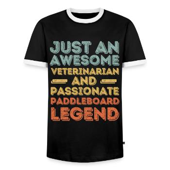 Tierarzt Paddleboard Legende retro - Männer Kontrast-T-Shirt - Schwarz/Weiß - Vorne - AI Model Female 172 light (172cm) & AI Model Male 178 light (178cm)