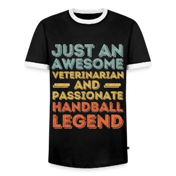 Tierarzt Handballlegende retro - Männer Kontrast-T-Shirt - Schwarz/Weiß - Vorne - AI Model Female 172 light (172cm) & AI Model Male 178 light (178cm)