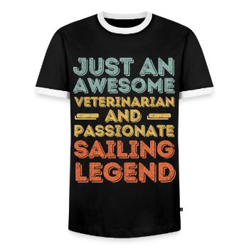 Vétérinaire Légende de la voile rétro - T-shirt contrasté Homme - noir/blanc - Devant - AI Model Female 172 light (172cm) & AI Model Male 178 light (178cm)