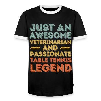Tierarzt Tischtennis Legende retro - Männer Kontrast-T-Shirt - Schwarz/Weiß - Vorne - AI Model Female 172 light (172cm) & AI Model Male 178 light (178cm)