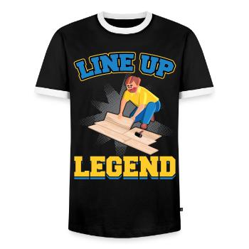 Line Up Legend - Installateur de revêtements de sol - T-shirt contrasté Homme - noir/blanc - Devant - AI Model Female 172 light (172cm) & AI Model Male 178 light (178cm)