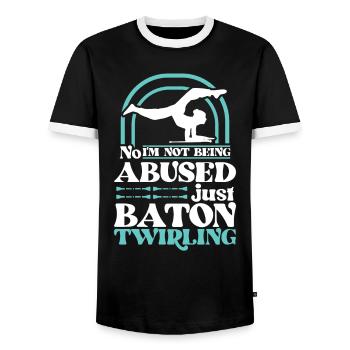 Baton Twirling - Baton Twirler - Men's Ringer Shirt - black/white - Front - AI Model Female 172 light (172cm) & AI Model Male 178 light (178cm)