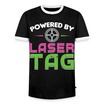 Propulsé par Laser Tag - T-shirt contrasté Homme - noir/blanc - Devant - AI Model Female 172 light (172cm) & AI Model Male 178 light (178cm)
