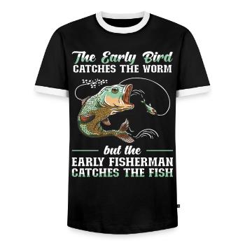 Catch The Fish - Fishing - Männer Kontrast-T-Shirt - Schwarz/Weiß - Vorne - AI Model Female 172 light (172cm) & AI Model Male 178 light (178cm)
