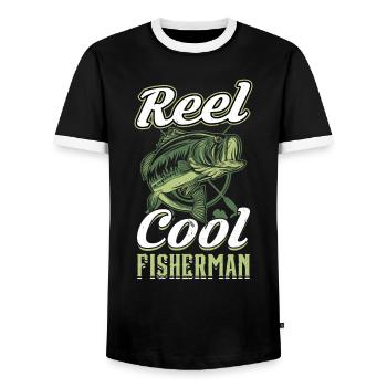 Reel Cool Fisherman - Pêche - T-shirt contrasté Homme - noir/blanc - Devant - AI Model Female 172 light (172cm) & AI Model Male 178 light (178cm)