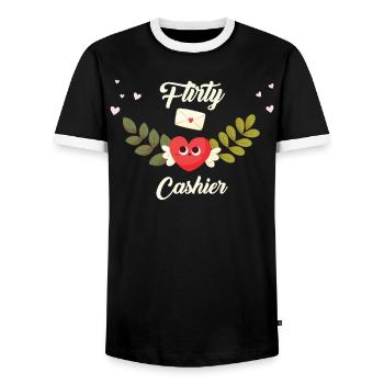 Caissier coquin - T-shirt contrasté Homme - noir/blanc - Devant - AI Model Female 172 light (172cm) & AI Model Male 178 light (178cm)